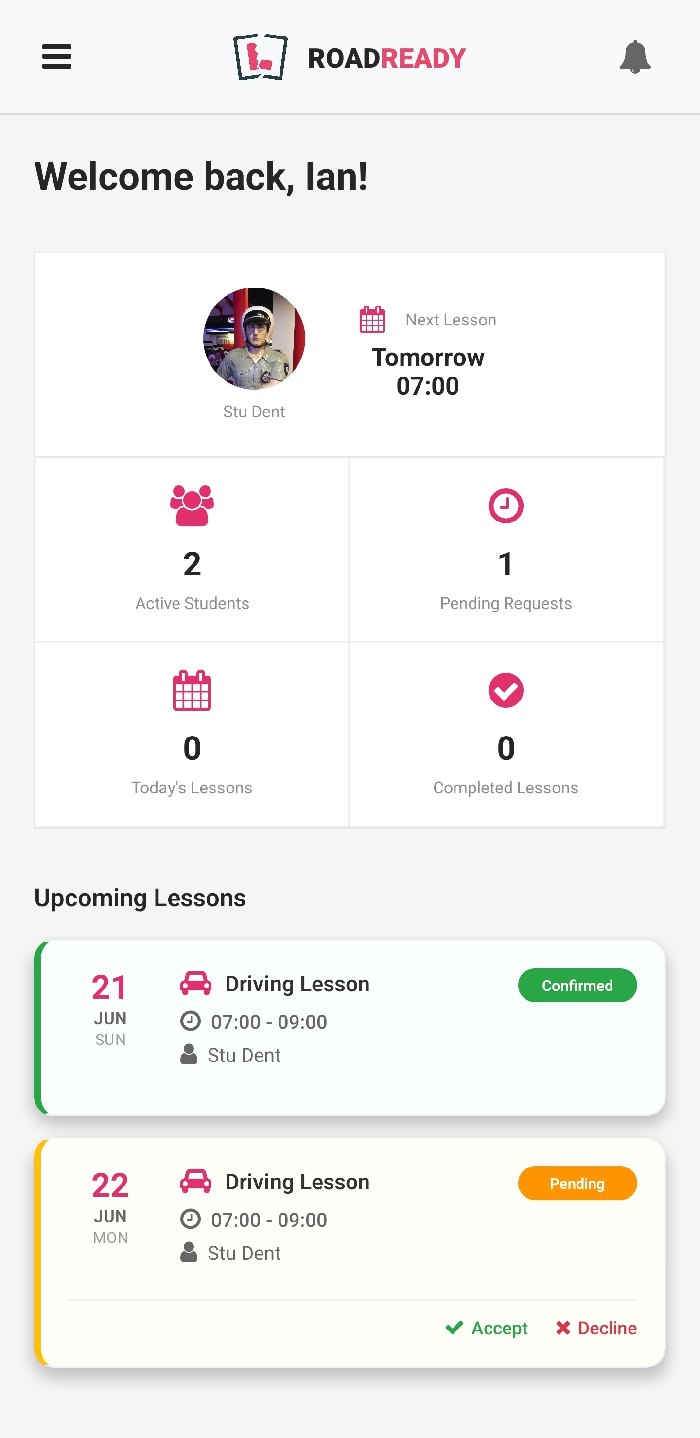 Instructor dashboard